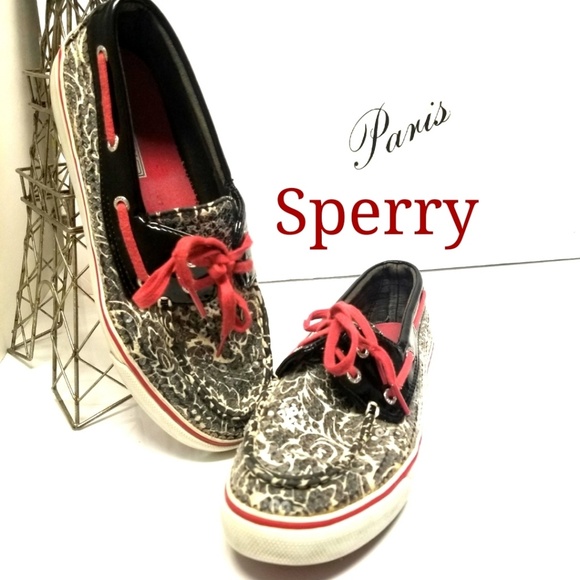 Sperry Shoes - Sperry Sailor  Top Sider Black & White Sequin Shoe